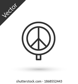 Grey line Peace icon isolated on white background. Hippie symbol of peace. Vector.