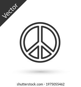 Grey line Peace icon isolated on white background. Hippie symbol of peace. Vector