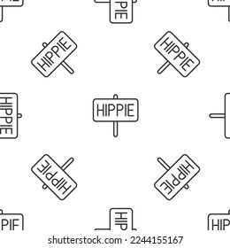 Grey line Peace icon isolated seamless pattern on white background. Hippie symbol of peace.  Vector