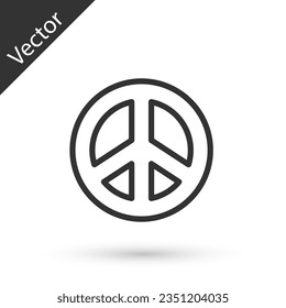 Grey line Peace icon isolated on white background. Hippie symbol of peace.  Vector Illustration