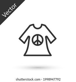 Grey line Peace symbol dress print stamp icon isolated on white background.  Vector