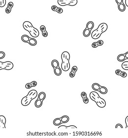 Grey line Peanut icon isolated seamless pattern on white background.  Vector Illustration