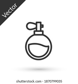 Grey line Perfume icon isolated on white background. Vector.