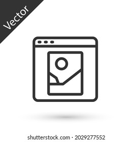 Grey line Photo retouching icon isolated on white background. Photographer, photography, retouch icon.  Vector