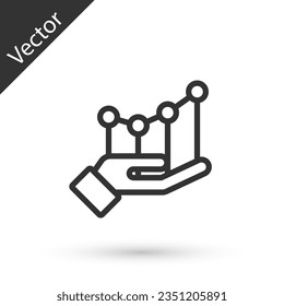 Grey line Pie chart infographic icon isolated on white background. Diagram chart sign.  Vector Illustration