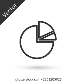 Grey line Pie chart infographic icon isolated on white background. Diagram chart sign.  Vector Illustration