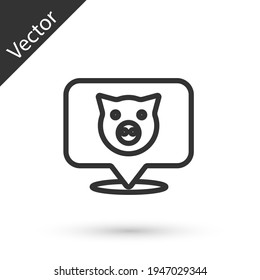 Grey line Pig icon isolated on white background. Animal symbol. Vector