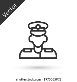 Grey line Pilot icon isolated on white background. Vector