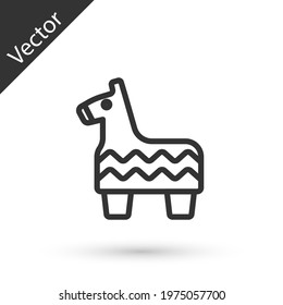 Grey line Pinata icon isolated on white background. Mexican traditional birthday toy.  Vector