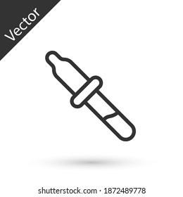 Grey line Pipette icon isolated on white background. Element of medical, chemistry lab equipment. Medicine symbol. Vector.