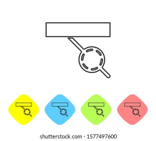 Grey line Pirate eye patch icon isolated on white background. Pirate accessory. Set icons in color rhombus buttons. Vector Illustration