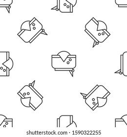 Grey line Pirate hat icon isolated seamless pattern on white background.  Vector Illustration