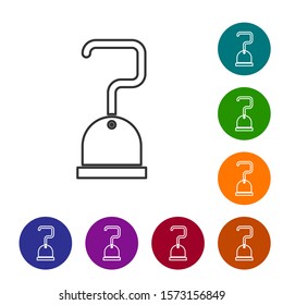Grey line Pirate hook icon isolated on white background. Set icons in color circle buttons. Vector Illustration