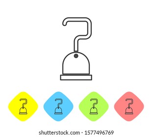 Grey line Pirate hook icon isolated on white background. Set icons in color rhombus buttons. Vector Illustration