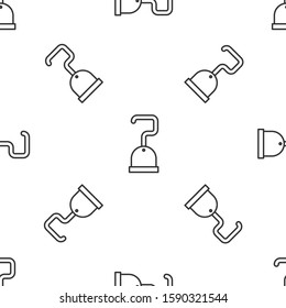 Grey line Pirate hook icon isolated seamless pattern on white background.  Vector Illustration