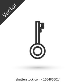 Grey line Pirate key icon isolated on white background.  Vector Illustration