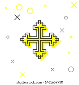Grey line Pixel arrows in four directions icon isolated on white background. Cursor move sign.  Vector Illustration