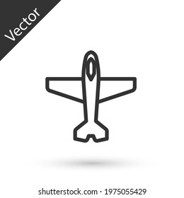 Grey line Plane icon isolated on white background. Flying airplane icon. Airliner sign. Vector