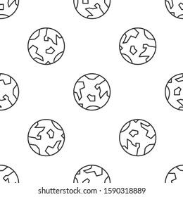 Grey line Planet Earth icon isolated seamless pattern on white background.  Vector Illustration