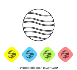 Grey line Planet Jupiter icon isolated on white background. Set icons in color rhombus buttons. Vector Illustration