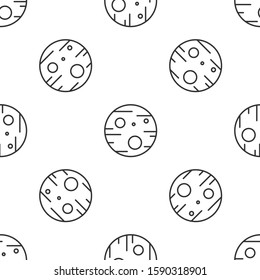Grey line Planet Mars icon isolated seamless pattern on white background.  Vector Illustration