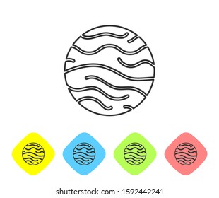 Grey line Planet Venus icon isolated on white background. Set icons in color rhombus buttons. Vector Illustration
