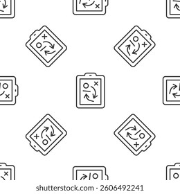 Grey line Planning strategy concept icon isolated seamless pattern on white background. Hockey cup formation and tactic.  Vector