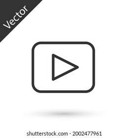 Icono del botón Reproducir línea gris aislado en fondo blanco.  Vector