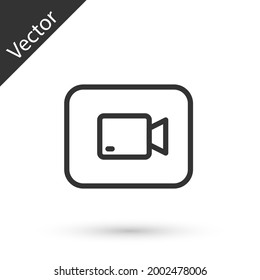 Grey line Play video button icon isolated on white background. Film strip sign.  Vector