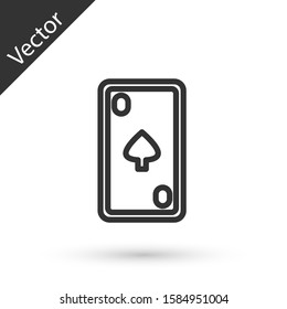 Grey line Playing card with diamonds symbol icon isolated on white background. Casino gambling.  Vector Illustration
