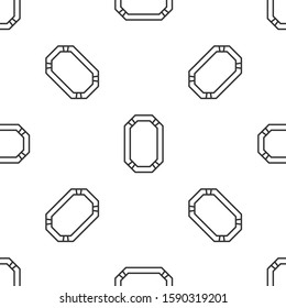 Grey line Poker table icon isolated seamless pattern on white background.  Vector Illustration