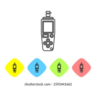 Grey line Portable sensor icon isolated on white background. Set icons in color rhombus buttons. Vector Illustration