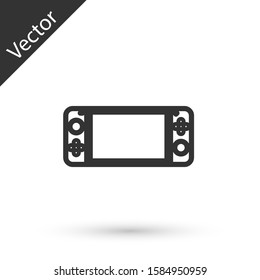 Grey line Portable video game console icon isolated on white background. Gamepad sign. Gaming concept.  Vector Illustration