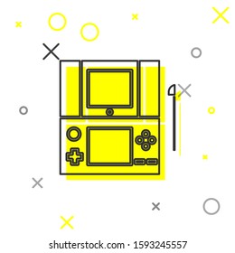 Grey line Portable video game console icon isolated on white background. Gamepad sign. Gaming concept.  Vector Illustration