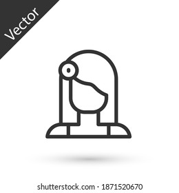 Grey line Portrait of Spanish woman icon isolated on white background. Vector.