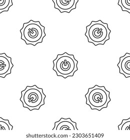Grey line Power button icon isolated seamless pattern on white background. Start sign.  Vector