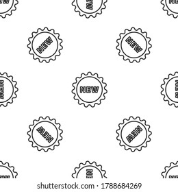 Grey line Price tag with an inscription New icon isolated seamless pattern on white background. Badge for price. Promo tag discount.  Vector Illustration