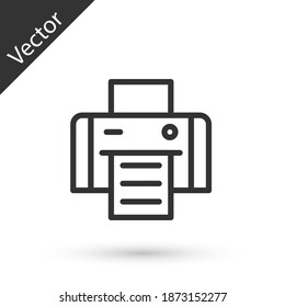 Grey line Printer icon isolated on white background. Vector.