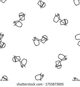 Grey line The problem of pollution of the ocean icon isolated seamless pattern on white background. The garbage, plastic, bags on the sea. Vector Illustration