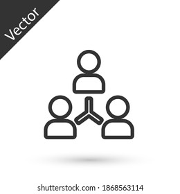Grey line Project team base icon isolated on white background. Business analysis and planning, consulting, team work, project management. Vector.