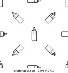 Grey line Punching bag icon isolated seamless pattern on white background.  Vector