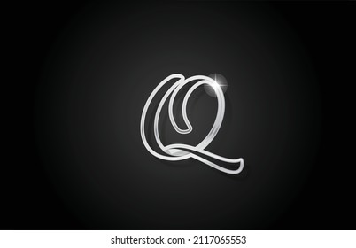 grey line Q alphabet letter logo icon. Creative design for company and business