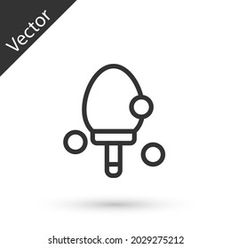 Grey line Racket for playing table tennis icon isolated on white background.  Vector