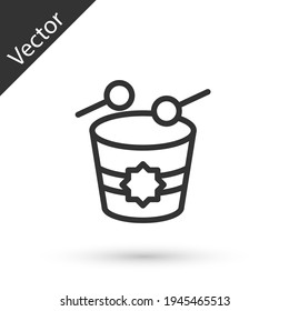 Grey line Ramadan drum icon isolated on white background. Vector