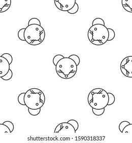 Grey line Rat zodiac sign icon isolated seamless pattern on white background. Astrological horoscope collection.  Vector Illustration