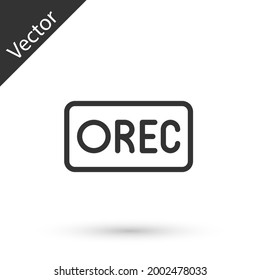Symbol für die Grauzeilen-Aufnahme einzeln auf weißem Hintergrund. Rec-Taste.  Vektorgrafik