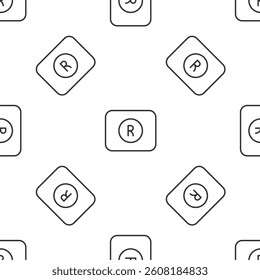 Grey line Record button icon isolated seamless pattern on white background. Rec button.  Vector