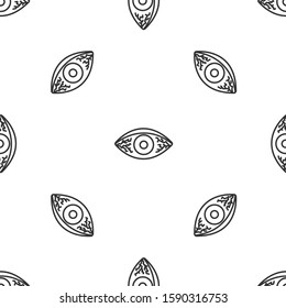 Grey line Reddish eye due to viral, bacterial or allergic conjunctivitis icon isolated seamless pattern on white background.  Vector Illustration