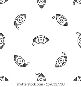 Grey line Reddish eye due to viral, bacterial or allergic conjunctivitis icon isolated seamless pattern on white background.  Vector Illustration