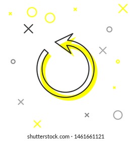 Grey line Refresh icon isolated on white background. Reload symbol. Rotation arrow in a circle sign.  Vector Illustration